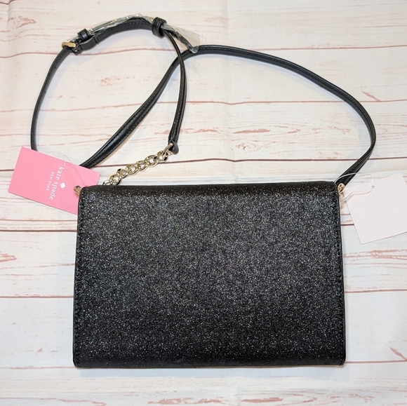 🎉 SALE 🎉 NWT Kate Spade Tinsel Flap Crossbody Convertible Clutch Glitter - Picture 4 of 16